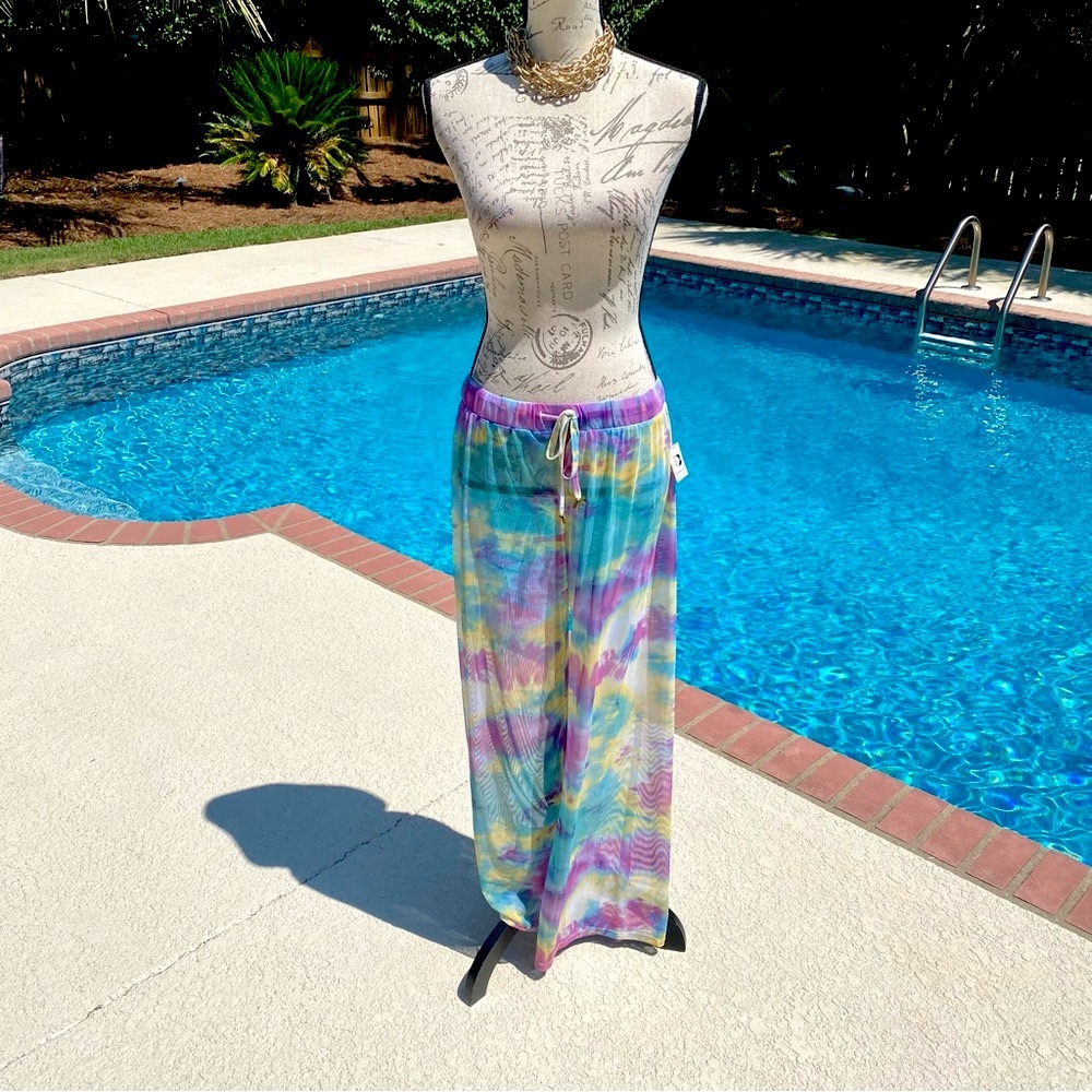 TiniBikini Rainbow sheer wide leg coverup pants